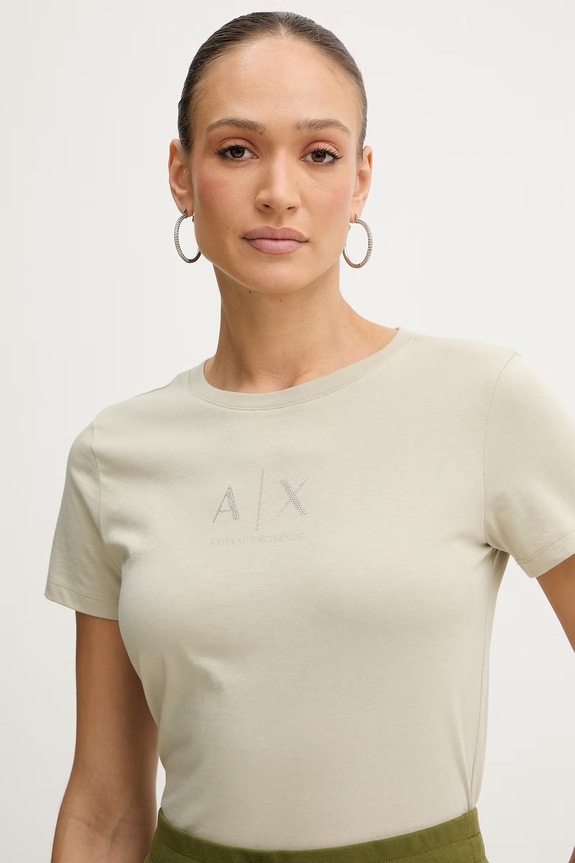 Armani Exchange tricou din bumbac bej XW001459.AF10356