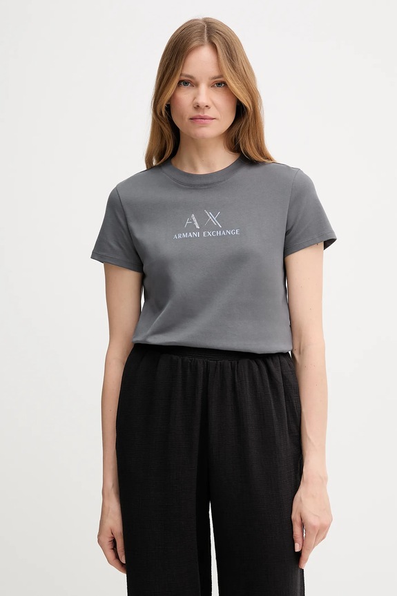 Хлопковая футболка Armani Exchange хлопок серый XW001345.AF16356
