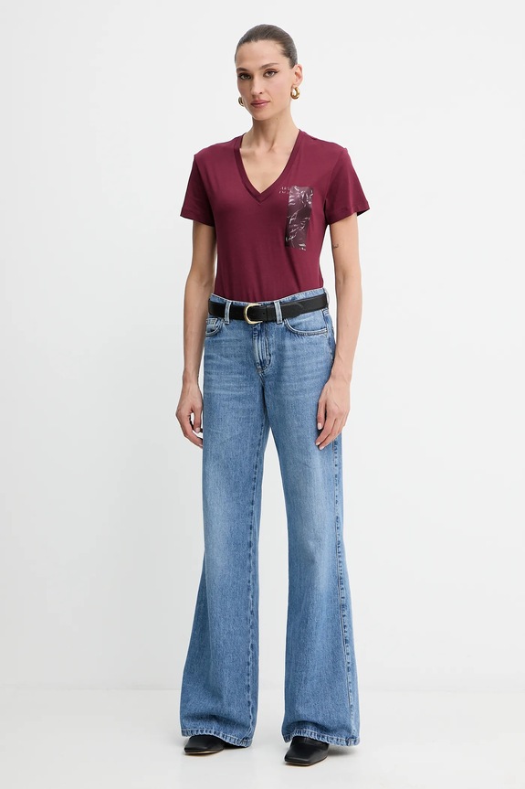Bavlnené tričko Armani Exchange XW001358.AF10356 burgundské AW25