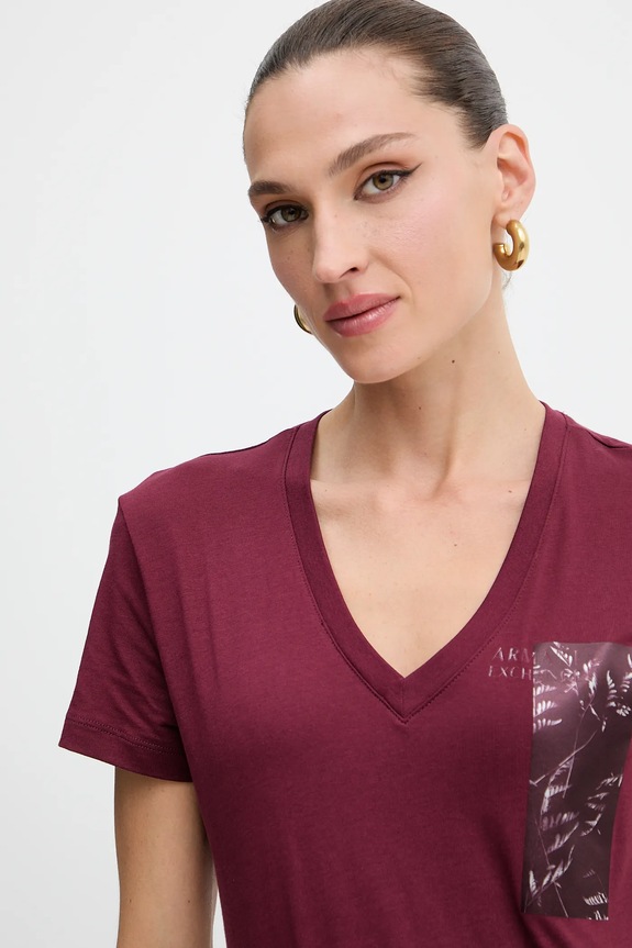 Bavlnené tričko Armani Exchange burgundské XW001358.AF10356