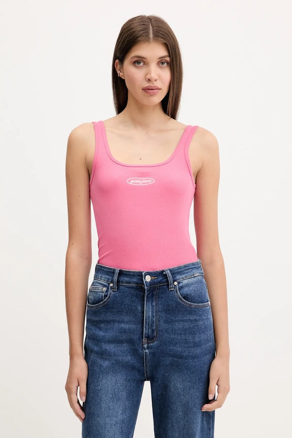 Guess Jeans top imprimeu roz W5YP35.KA0H1