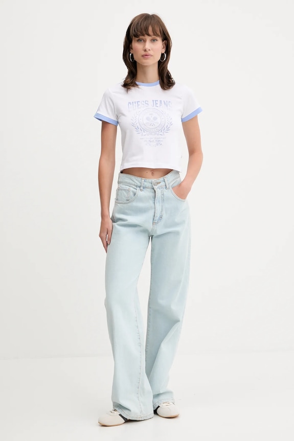 Guess Jeans tricou W5YI03.J1314 alb AW25