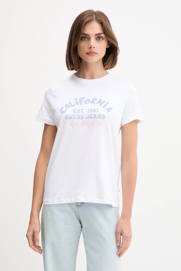 Guess Jeans t-shirt z elastanem biały W5YI23.J1314