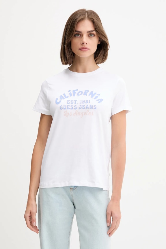 Guess Jeans t-shirt z elastanem biały W5YI23.J1314