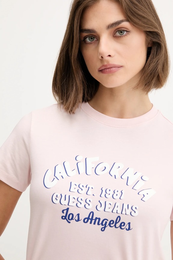 Guess Jeans t-shirt różowy W5YI23.J1314