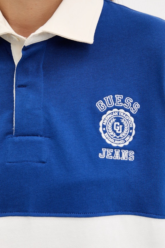 Βαμβακερό φόρεμα Guess Jeans W5YK47.KCPS1 μπλε