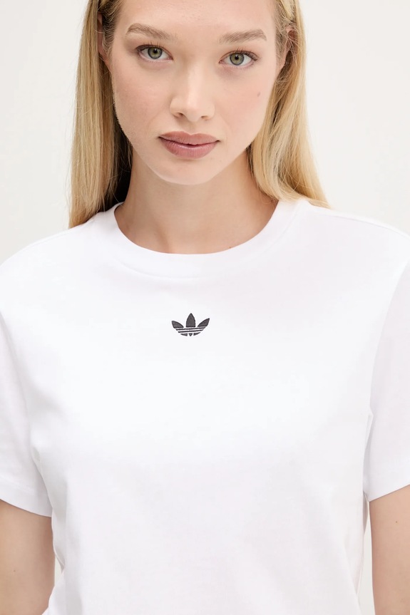 Bombažna kratka majica adidas Originals Adibreak bela JV7207