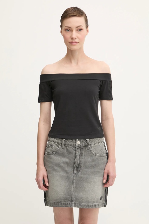 adidas Originals t-shirt Bandeau SS with elastane black JV9742