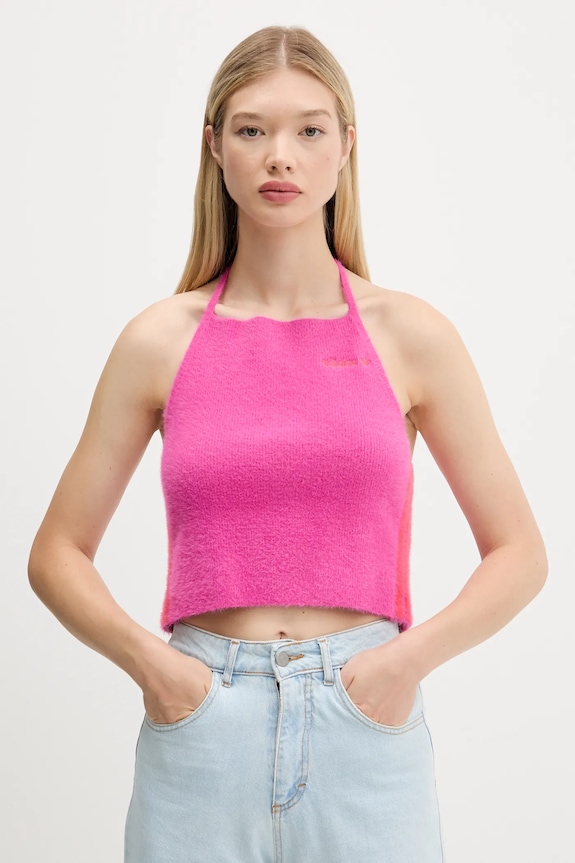 adidas Originals top Fluffy Halter wzorzyste różowy JW6002