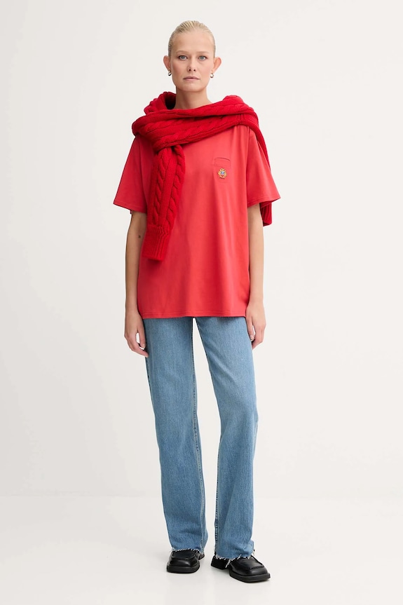 Βαμβακερό μπλουζάκι Bally WJE07E κόκκινο AW25