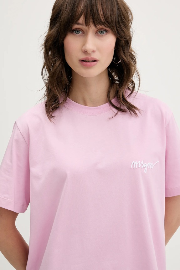 MSGM t-shirt bawełniany różowy 3941MDM540.257798