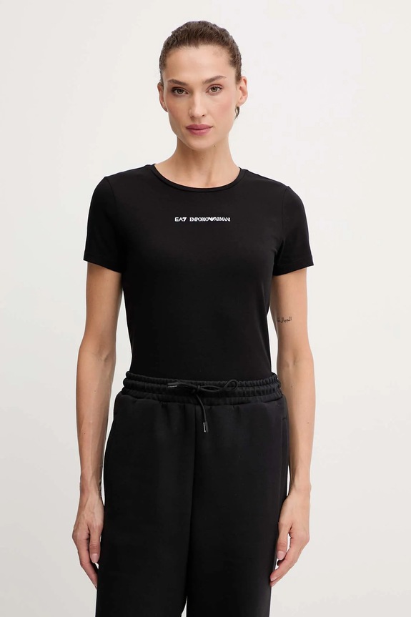 EA7 Emporio Armani t-shirt elasztánnal fekete AF12115.7W000798