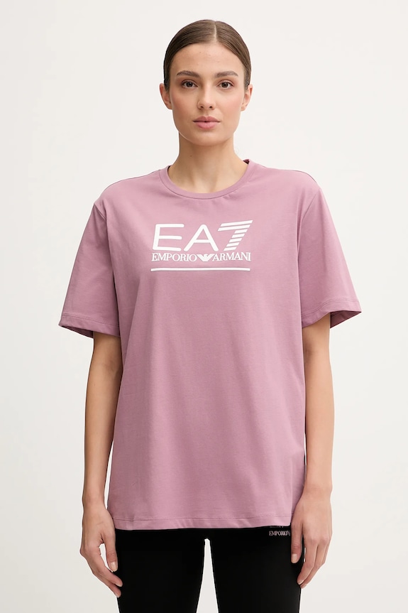 Хлопковая футболка EA7 Emporio Armani хлопок розовый AF12503.7W000414