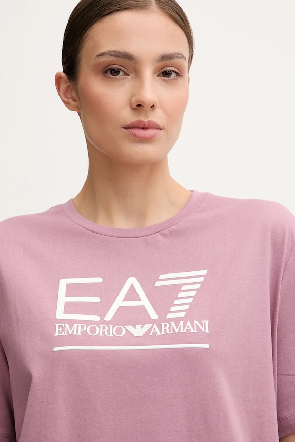 Хлопковая футболка EA7 Emporio Armani розовый AF12503.7W000414