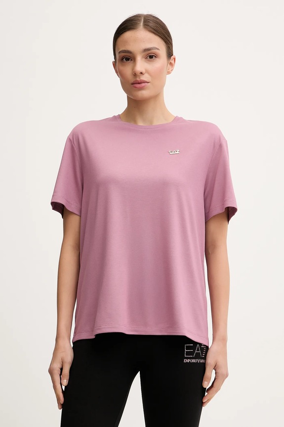 EA7 Emporio Armani női póló viszkózzal sima rózsaszín AF13919.7W000189