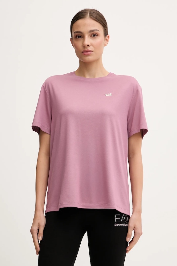 EA7 Emporio Armani női póló viszkózzal sima rózsaszín AF13919.7W000189