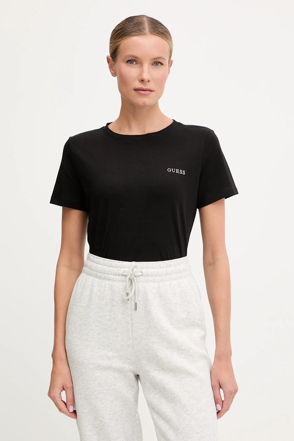 Μπλουζάκι Guess NEW COLETTE με ελαστάν μαύρο V5BI00.J1314