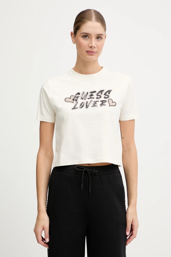 Tričko Guess FOSCA relaxed béžová V5BI06.J1314