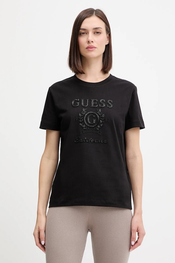 Guess t-shirt bawełniany MENA regular czarny V5BI07.K8FQ4