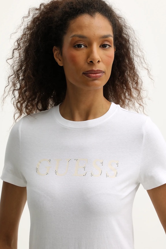Guess t-shirt bawełniany CLELIA biały V5BI10.I3Z14