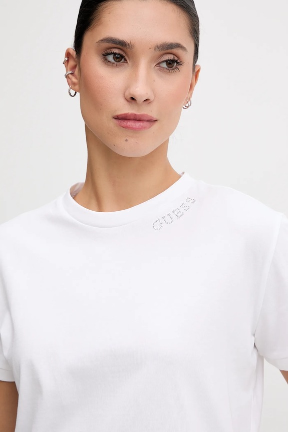 Guess t-shirt bawełniany CLELIA biały V5BI12.K8FQ4