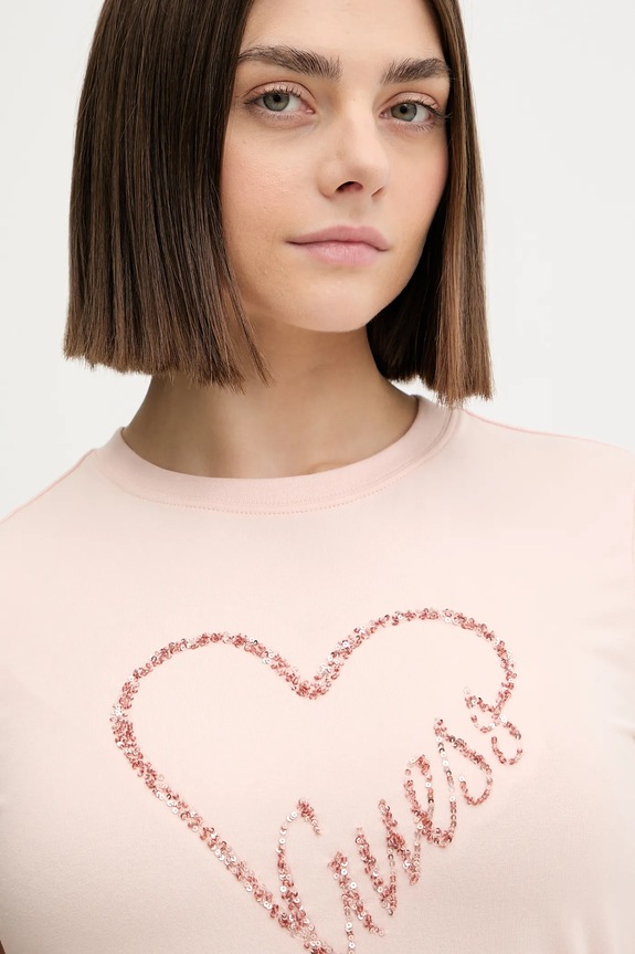 Guess t-shirt LOVE pomarańczowy V5BI13.J1314
