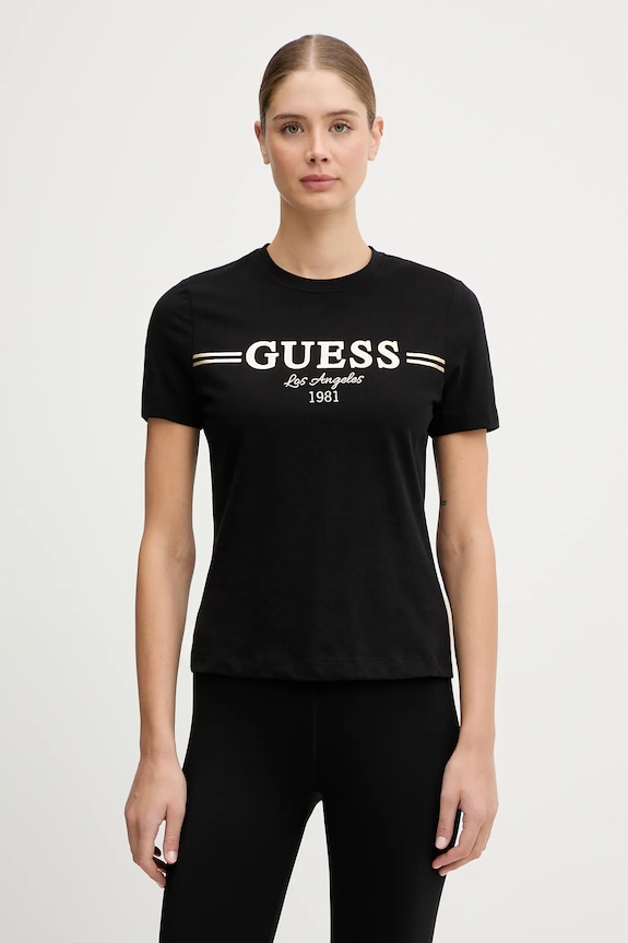 Bavlnené tričko Guess BIBIA potlač čierna V5BI15.KA260