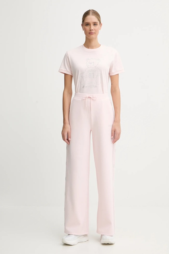 Guess tricou din bumbac V5BI16.K8FQ4 roz AW25
