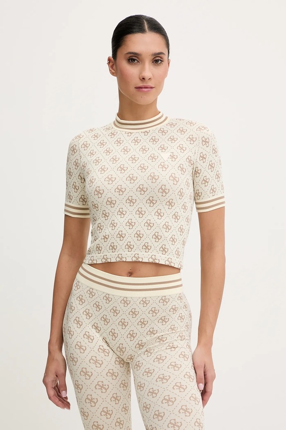 Guess t-shirt RHOMBUS wzorzyste beżowy V5BP07.K2000