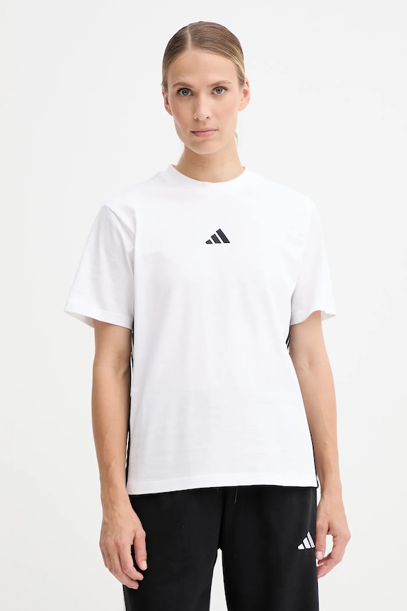 Βαμβακερό μπλουζάκι adidas Essentials λευκό JD0844