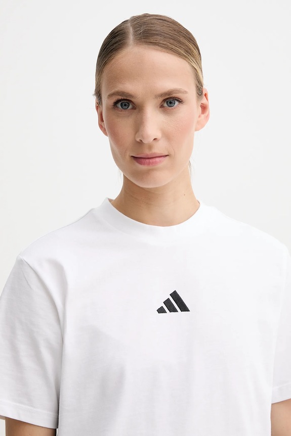 Βαμβακερό μπλουζάκι adidas Essentials JD0844 λευκό