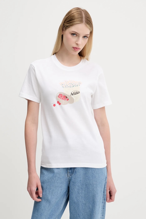 adidas t-shirt in cotone Farmers Market Graphic slim bianco JN2543