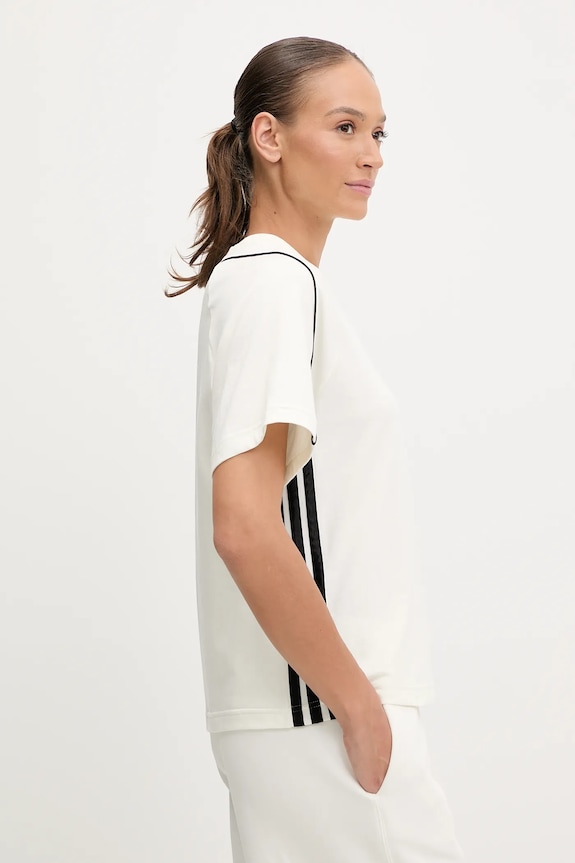 adidas t-shirt bawełniany Stadium beżowy JW0450