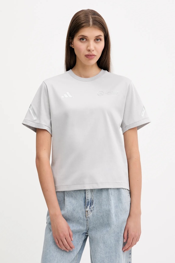 adidas t-shirt bawełniany x Mercedes nadruk szary JW3482