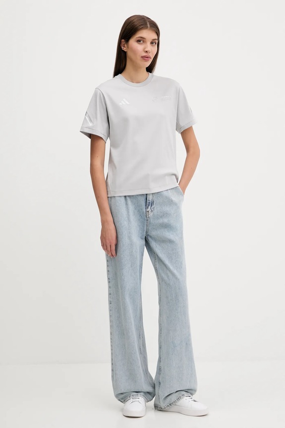 adidas t-shirt bawełniany x Mercedes JW3482 szary AW25