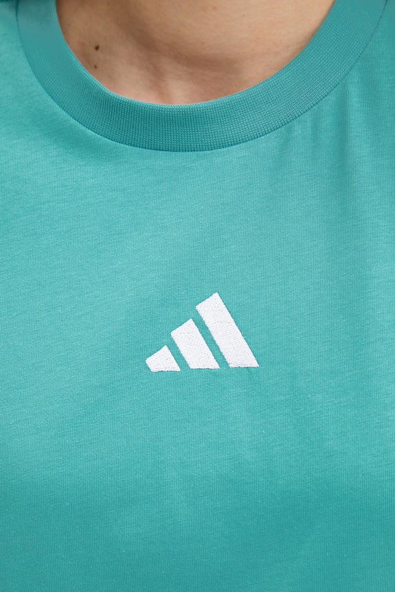 Бавовняна футболка adidas 3-Stripes JX7626 бірюзовий