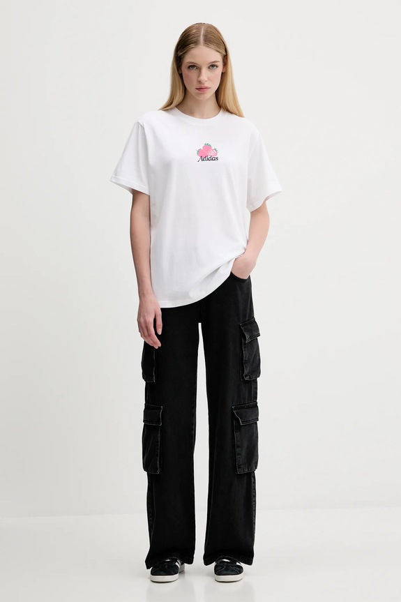 Bavlnené tričko adidas FARMMKT KC2325 biela AW25