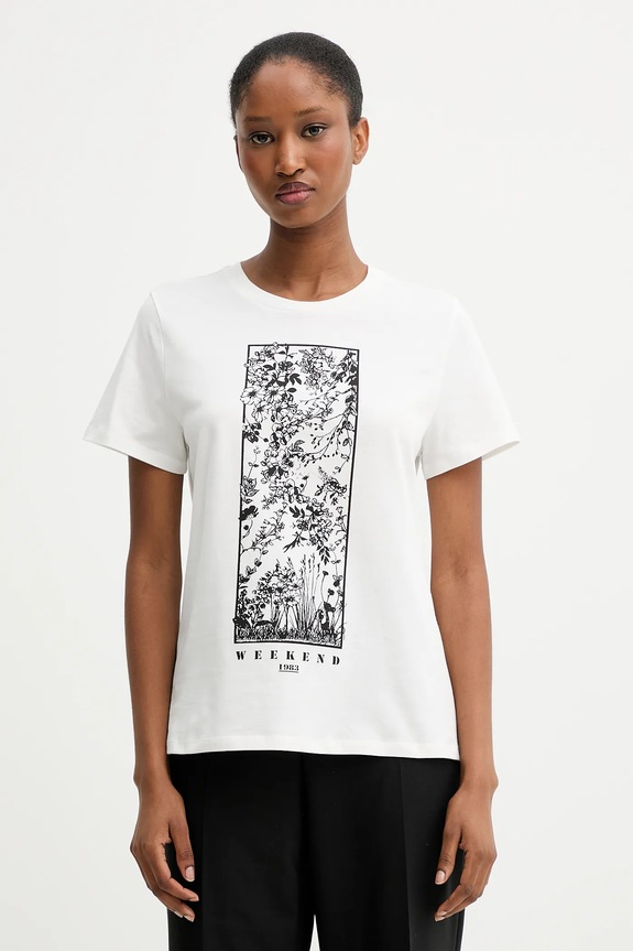 Pamučna majica Weekend Max Mara GUGLIA pamuk bijela 2525976031600