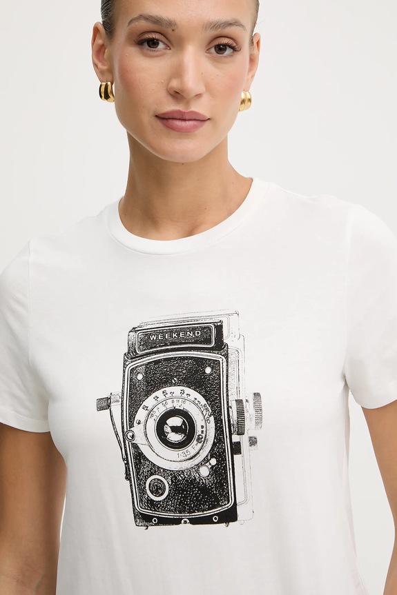 Pamučna majica Weekend Max Mara GUGLIA bijela 2525976031600