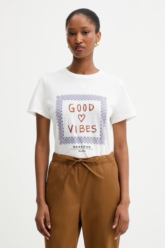 Pamučna majica Weekend Max Mara ARA regular bijela 2525976041600
