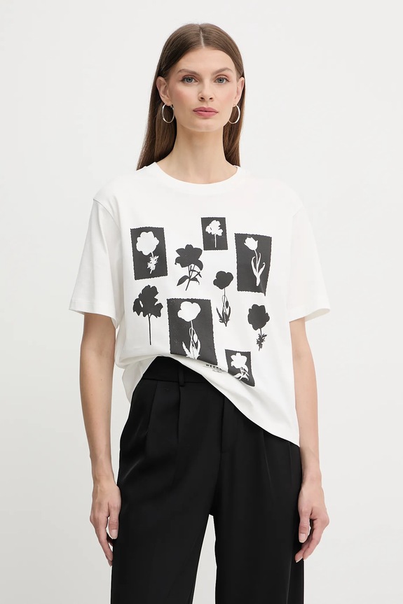 Weekend Max Mara tricou din bumbac imprimeu alb 2525976051600