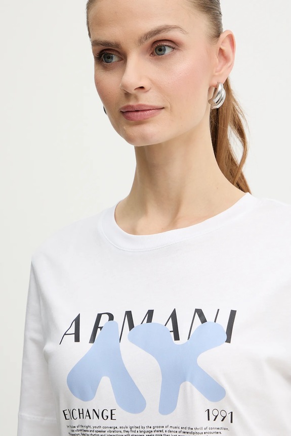 Pamučna majica Armani Exchange bijela XW001348.AF17172