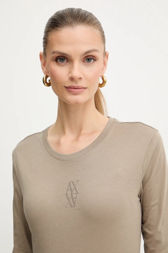 Armani Exchange top a maniche lunghe in cotone verde XW001350.AF17172