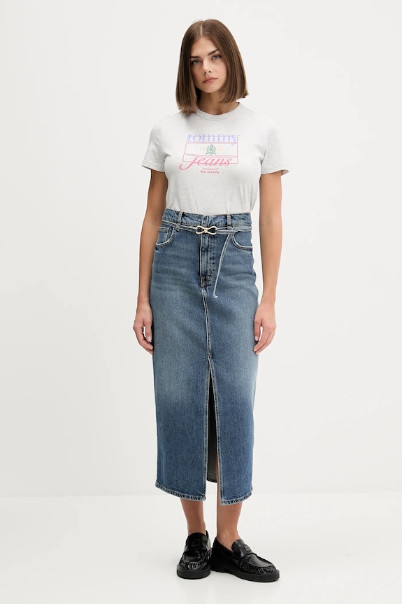 Tommy Jeans tricou din bumbac DW0DW21533 gri AW25
