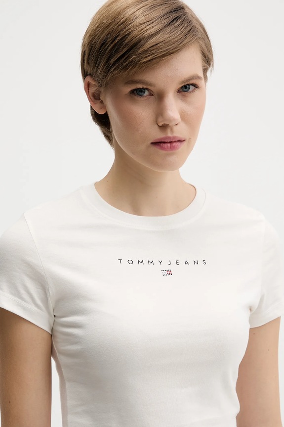 Bavlnené tričko Tommy Jeans béžová DW0DW21550