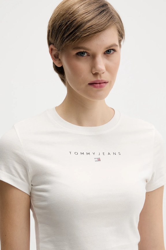 Bavlnené tričko Tommy Jeans béžová DW0DW21550