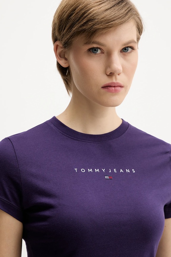 Bavlnené tričko Tommy Jeans fialová DW0DW21550
