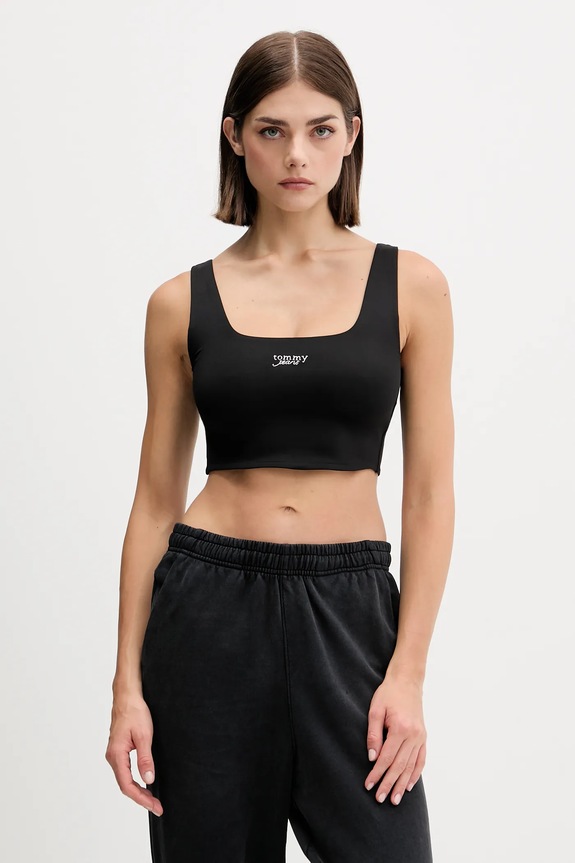 Top Tommy Jeans slim μαύρο DW0DW21564