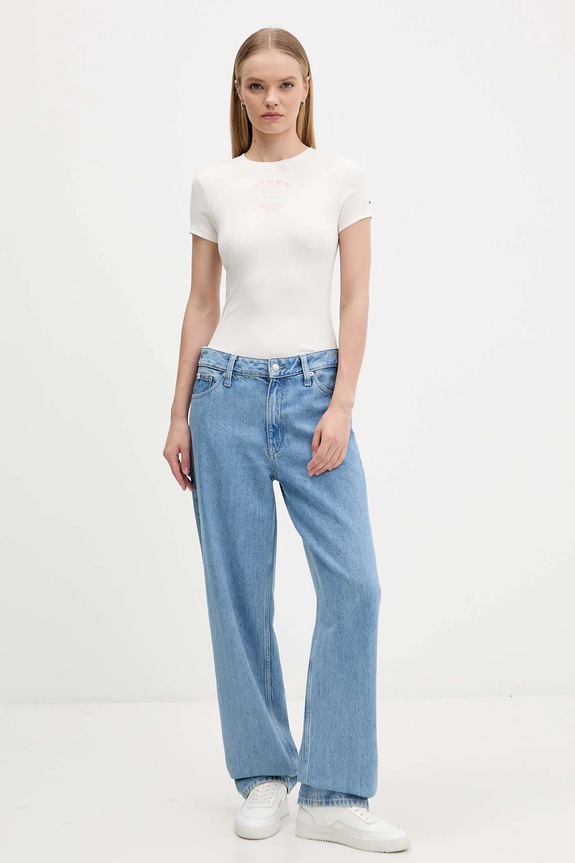Kratka majica Tommy Jeans DW0DW21584 bež AW25