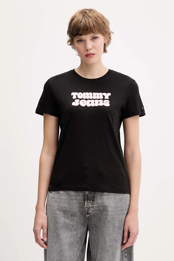 Tommy Jeans t-shirt nyomtatásos fekete DW0DW21956